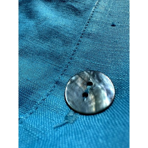 DressBarn Womens Blue 14W Dress Shirt Button Up Short Sleeve Padded Shoulder - Picture 11 of 16